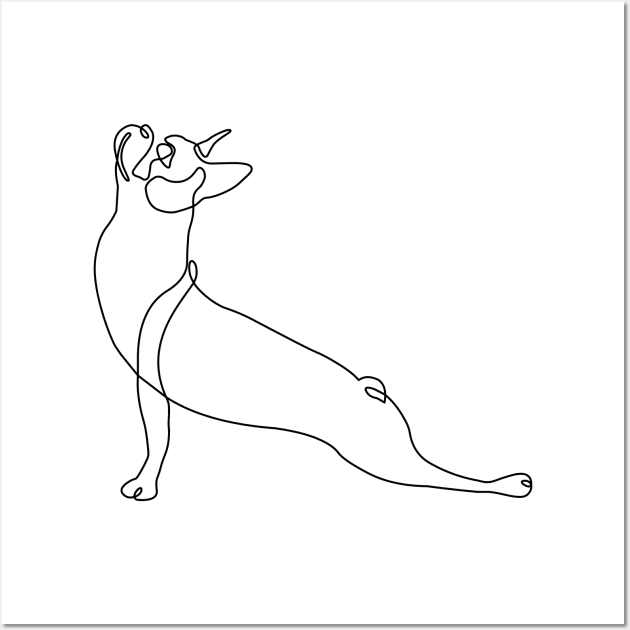 One Line Boston Terrier Upward Facing Dog Wall Art by huebucket